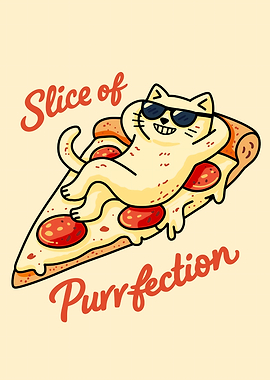 Cool Cat on Pizza Slice