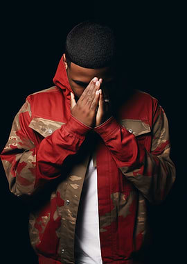 Reezy Rapper in Red Camouflage Jacket