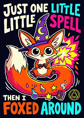 Cute Fox Wizard Spell Illustration