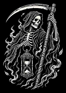 Grim Reaper with Hourglass and Scythe