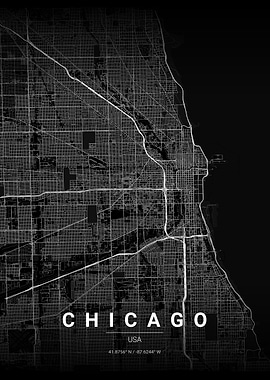 Minimalist Chicago City Street Map