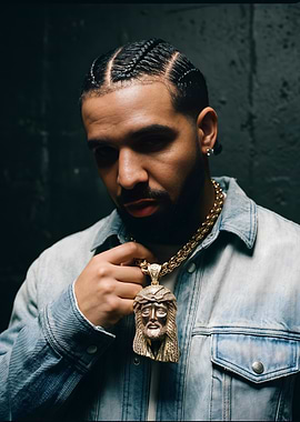 Drake Wearing Jesus Piece Necklace