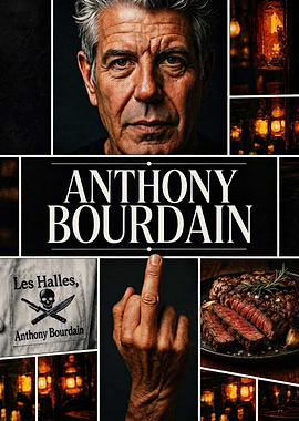 Anthony Bourdain Tribute Collage Poster