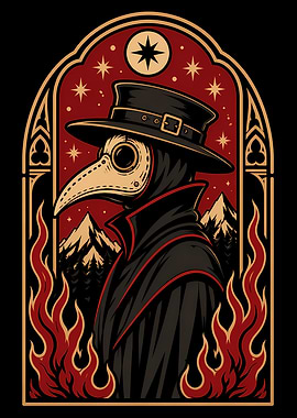 Plague Doctor in Gothic Frame