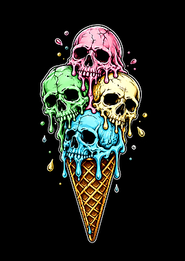 Melting Skull Ice Cream Cone