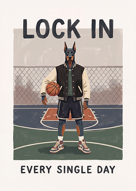 Doberman Basketball Player Poster