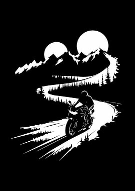 Motorcyclist Riding Through Mountain Landscape