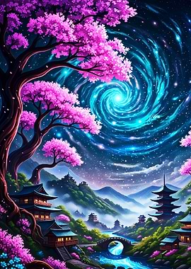 Cosmic Cherry Blossom Valley
