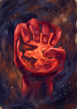 Fiery Cosmic Fist Illustration