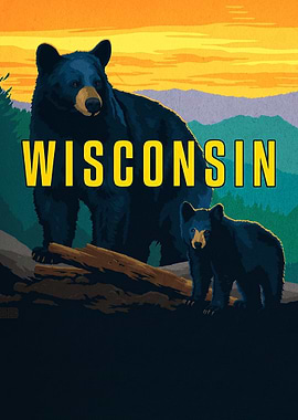 Wisconsin Black Bear Travel Poster