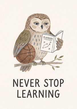 Owl Studying Basketball Playbook