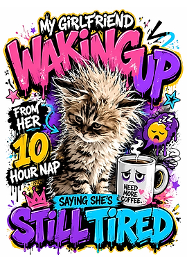 Funny Girlfriend Nap Cat Graphic