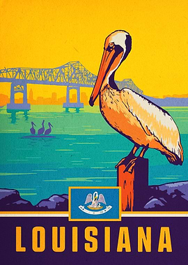 Vintage Louisiana Travel Poster