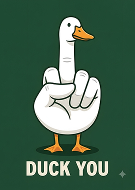 Funny Duck You Middle Finger Illustration