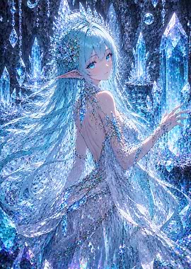Crystal Elf Princess in Ice Cave