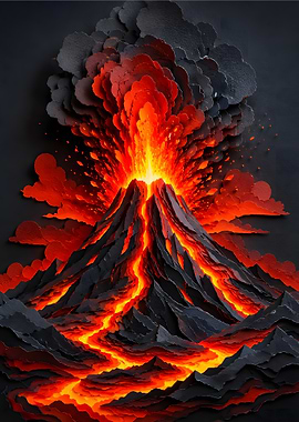 Volcano Eruption Lava Cloud Papercraft
