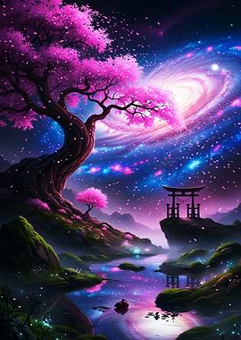 Cosmic Cherry Blossom Sanctuary