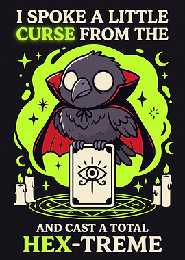 Cute Raven Witchcraft Hex-Treme Illustration