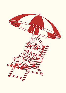 Cool Ice Cream Relaxing on Beach