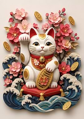 Maneki-neko in Waves