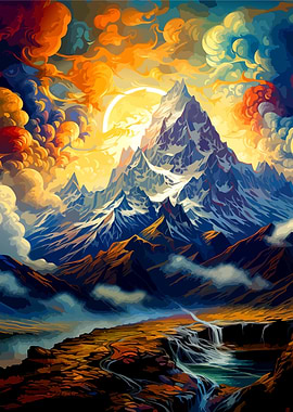Vibrant Mountain Landscape at Sunset