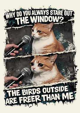 Sad Cat Interview Meme Poster