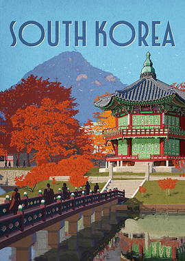 Vintage South Korea Travel Poster