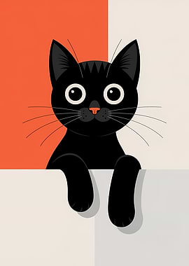 Minimalist Black Cat Illustration