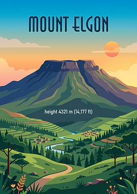 Mount Elgon Travel Poster