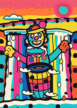 Colorful Pop Art Clown Illustration