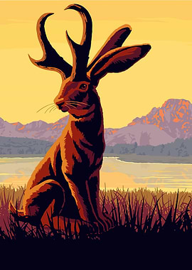Vintage Style Jackalope Illustration