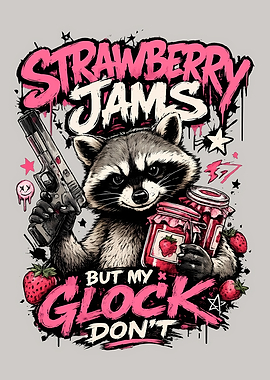 Strawberry Jams Raccoon Graphic