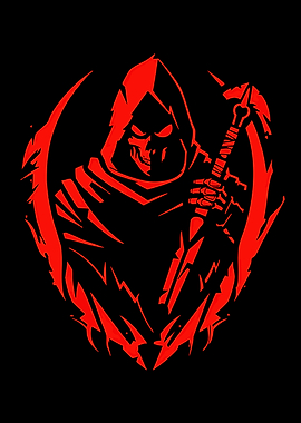 Red Grim Reaper Silhouette Illustration