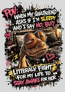 Funny Sleepy Frog Meme Graphic