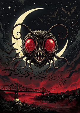 Mothman Horror Night Over Bridge