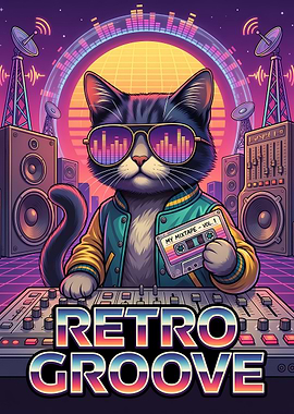 Retro Groove DJ Cat