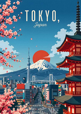 Tokyo Japan Travel Poster Art
