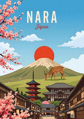 Nara Japan Travel Poster