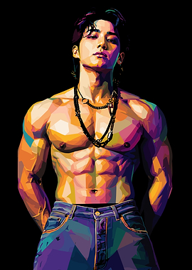 WPAP Style Muscular Male Portrait