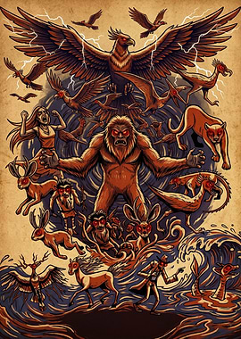 Cryptid and Folklore Creature Collage