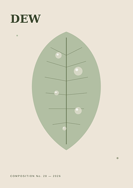 Minimalist Dew Leaf Wall Art