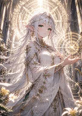 Ethereal Elf Priestess with Magic