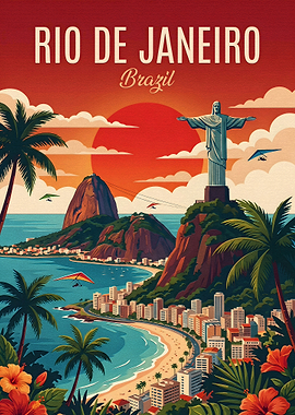 Rio de Janeiro Vintage Travel Poster