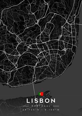 Lisbon Portugal Minimalist City Map