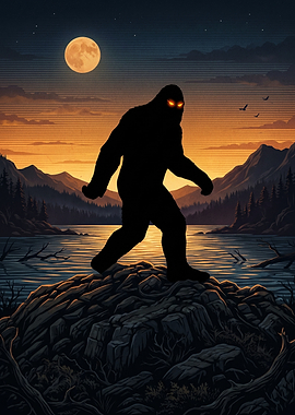 Bigfoot Silhouette at Sunset