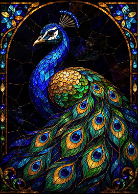 Stained Glass Peacock Art