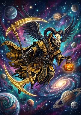 Cosmic Grim Reaper Halloween Fantasy Art
