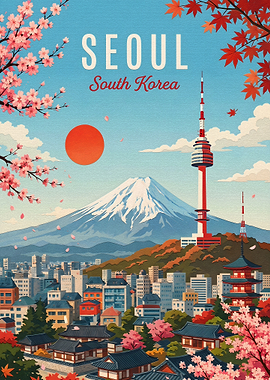Vintage Travel Poster of Seoul