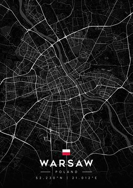 Warsaw Poland City Map Poster