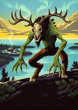 Wendigo Creature in Northern Landscape